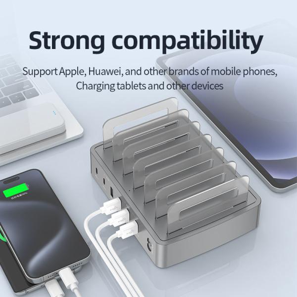 USB Charging Station 72W 6 Port USB C Charger with 45W PD Fast USB Multi Port Charger Dock for iPhone 16/15/14/13 iPad Tablets