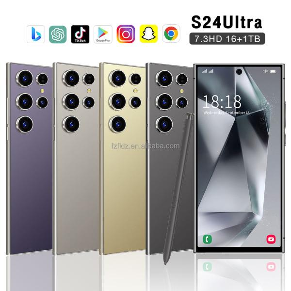 High Quality New S24 Ultra Android 14 5G Unlocked Cell Phone 7.3 Inch HD LED 16GB+1TB Dual Sim Hot Sale 4G/5G Smart Mobile Phone