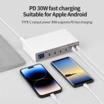 6-Port 140W PD 3.0 Smart Multiport USB C Charger Portable Size USB Charging Station with 20W USB C for Each Port for Cellphones