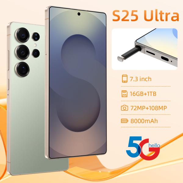 Wholesale Price New Style S25 Ultra Smartphone 7.3-Inch HD Screen 16GB+1TB Cellphone Multi-language Support Mobilephone