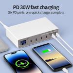6-Port 140W PD 3.0 Smart Multiport USB C Charger Portable Size USB Charging Station with 20W USB C for Each Port for Cellphones