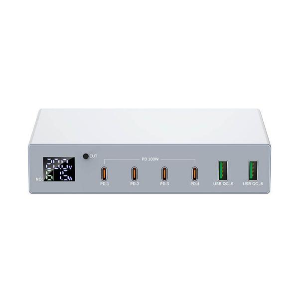 6-Port High Power 140W PD3.0 USB C Charger Fast Charging 100W Charger Digital Display Smart Charging Laptop PC Mobile Phones X6Q
