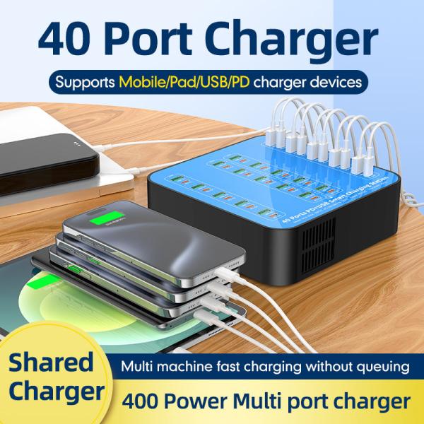 Powerful 400W USB C Charger Newest 40 Port Fast Charging Charger Station for Mobile Phone & Laptop & PD Charger Devices 20W