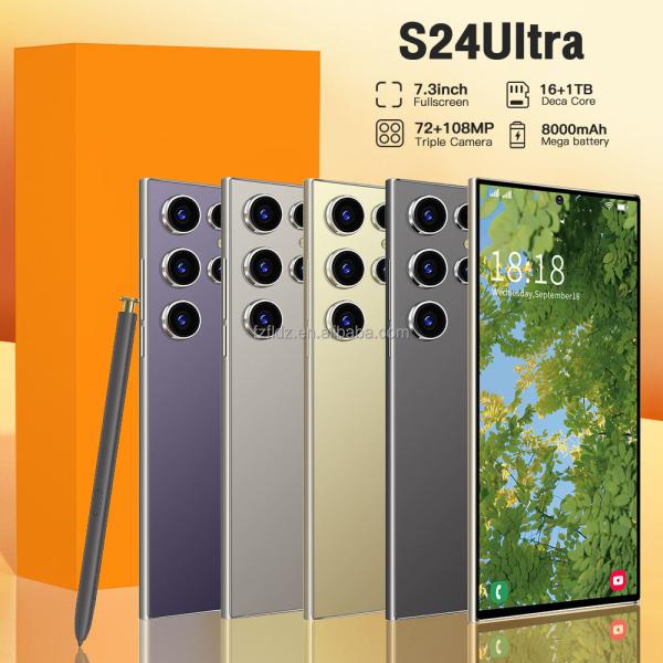 2024 New Hot Selling S24 Ultra Smartphone 7.3 Inch Android 14 16GB+1TB Face Unlock Global Version 3G 4G 5G Spanish 100W Mobile