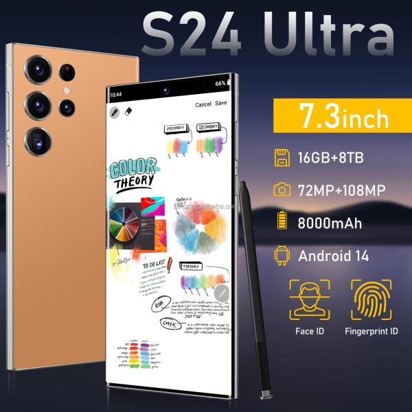 S24 Ultra 5G Smartphone 7.3 Inch Android 14 High Quality Gaming Mobile Phone 16GB RAM 1TB Storage Face Unlock HD Cameras