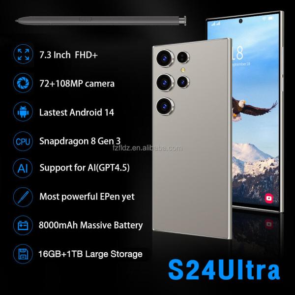 High Quality New S24 Ultra Android 14 5G Unlocked Cell Phone 7.3 Inch HD LED 16GB+1TB Dual Sim Hot Sale 4G/5G Smart Mobile Phone