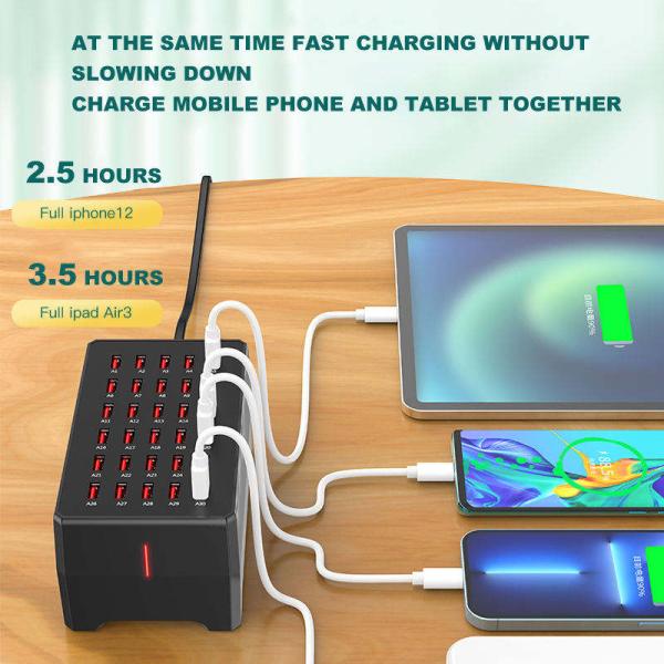 150W 30 Ports Multi USB Charger Multiple Devices Docking Station USB Charging Station 5V/2A Classroom for iPad Cell Phones