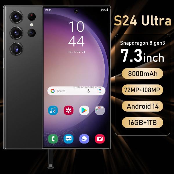 2024 Hot Sale S24 Ultra 7.3 Inch Android 14 5G Smartphone 16GB+512TB Unlocked with 100W Quick Charge Spanish Operating Language