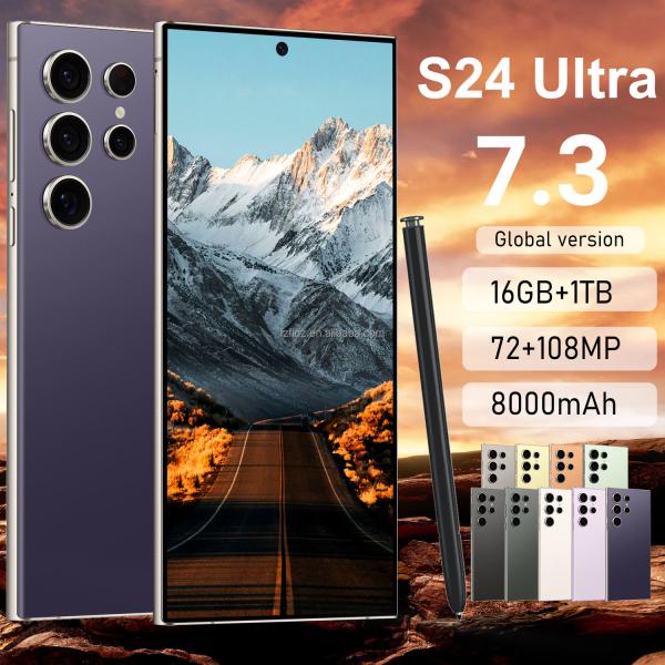 New Original 16GB+1TB 5G Dual SIM S24 Ultra Smartphone 72+108MP Mobile Phone with HD Screen Resolution and 100W Quick Charge