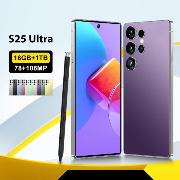 2025 Ultra 5G Smartphone S25 Android 7.3 Inch HD Screen 108MP Rear Camera 16+1TB Gaming Phone Deca Core CPU Hot Sale Spanish