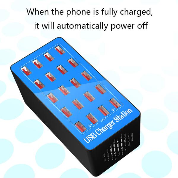 20-Port USB Charging Station 100W Desktop Phone Charger with QC2.0 ABS Material for Mobile Phone Multi Port USB Smart Charger