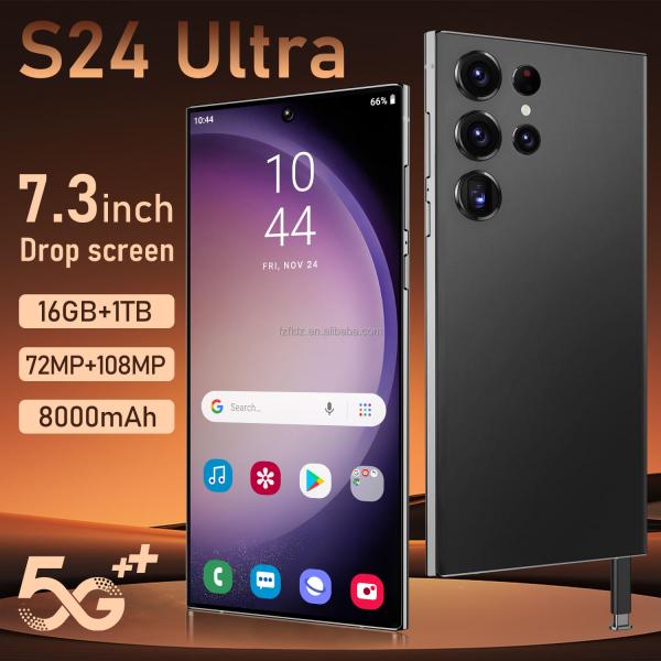 Global Version S24 Ultra High Quality 5G Android14 Smartphone 7.3inch HD Screen 16GB+1TB Face Unlock Mobile Phone