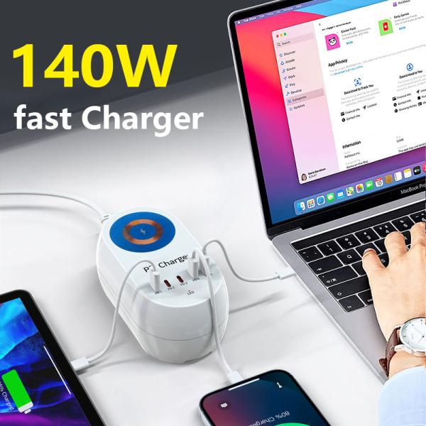 2025 Wireless 140W GaN USB Type C PD 100W Charger Fast Charging for Multiple Phones Tablets Multifunction USB Computer Charger