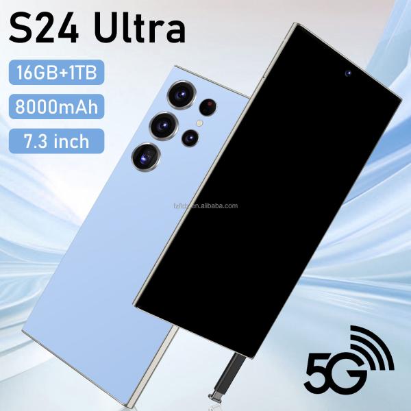 Global Version S24 Ultra High Quality 5G Android14 Smartphone 7.3inch HD Screen 16GB+1TB Face Unlock Mobile Phone
