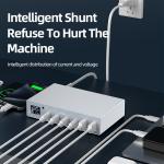 6-Port High Power 140W PD3.0 USB C Charger Fast Charging 100W Charger Digital Display Smart Charging Laptop PC Mobile Phones X6Q