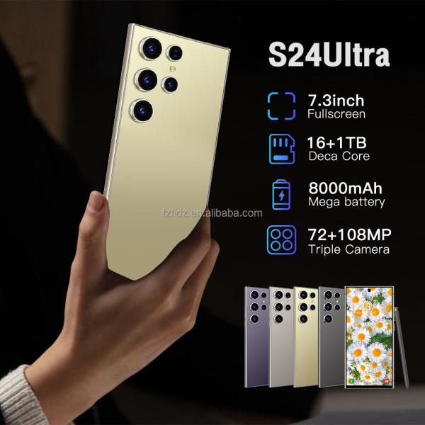 High Quality New S24 Ultra Android 14 5G Unlocked Cell Phone 7.3 Inch HD LED 16GB+1TB Dual Sim Hot Sale 4G/5G Smart Mobile Phone