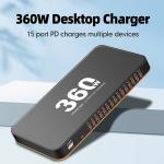 Factory New 360W High Power PD Charger15 Ports Multi USB Charger for USB Fast Phone Charger Station Quick Charge Dock UK/EU/US