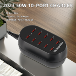 2025 Wholesale High-Power 50W 10 Ports Multi USB Charger Fast Charging for Multiple Smart Phone Charge 5V1A 2.4A Output US EU UK