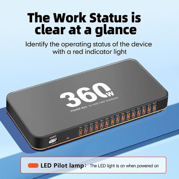 Factory New 360W High Power PD Charger15 Ports Multi USB Charger for USB Fast Phone Charger Station Quick Charge Dock UK/EU/US